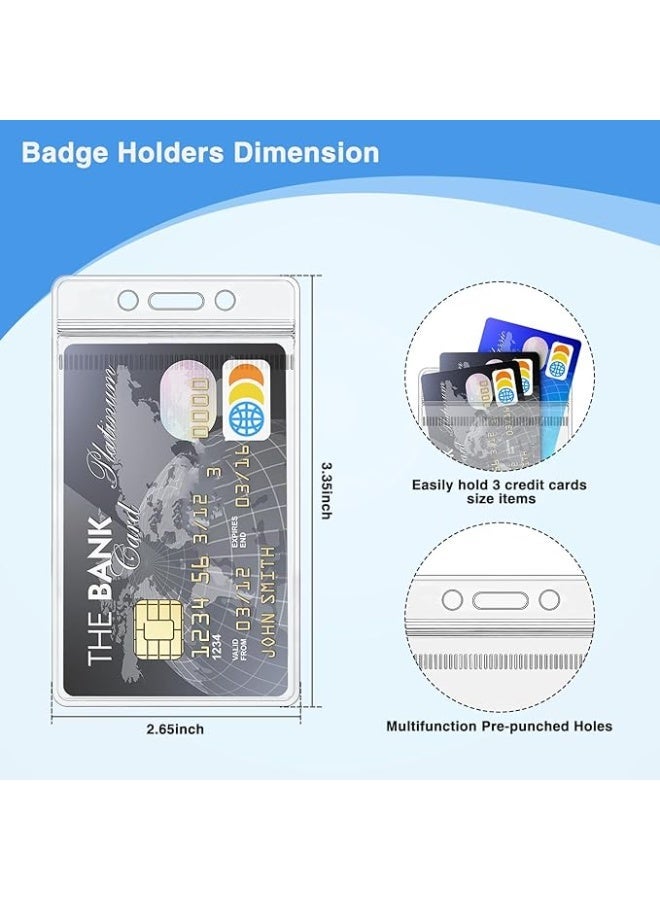 Defsedar 50 PCS Clear ID Badge Holder, Vertical Clear Plastic Name Key Card Tag Holder, Duty Vertical Clear Pvc Id Card Holder - Image 5